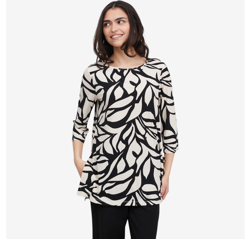 Image 119874_BKD.jpg, Product 119-874 / Price $44.99, Kim & Co. Brazil Knit 3/4 Sleeve Tunic with Slits from Kim & Co. on TSC.ca's Fashion department