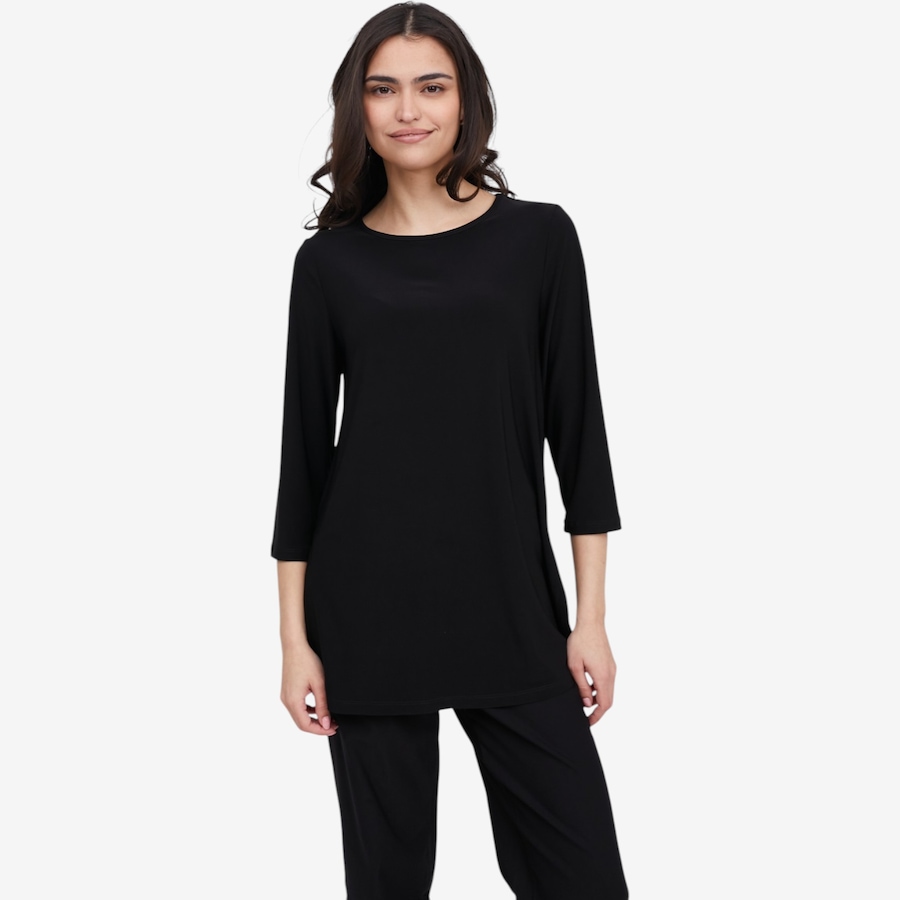 Image 119874_BLK.jpg, Product 119-874 / Price $49.88, Kim & Co. Brazil Knit 3/4 Sleeve Tunic with Slits from Kim & Co. on TSC.ca's Fashion department