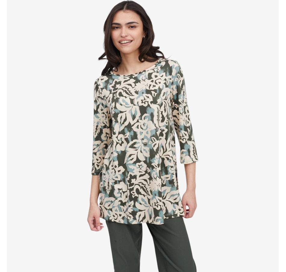 Image 119874_SML.jpg, Product 119-874 / Price $44.99, Kim & Co. Brazil Knit 3/4 Sleeve Tunic with Slits from Kim & Co. on TSC.ca's Fashion department