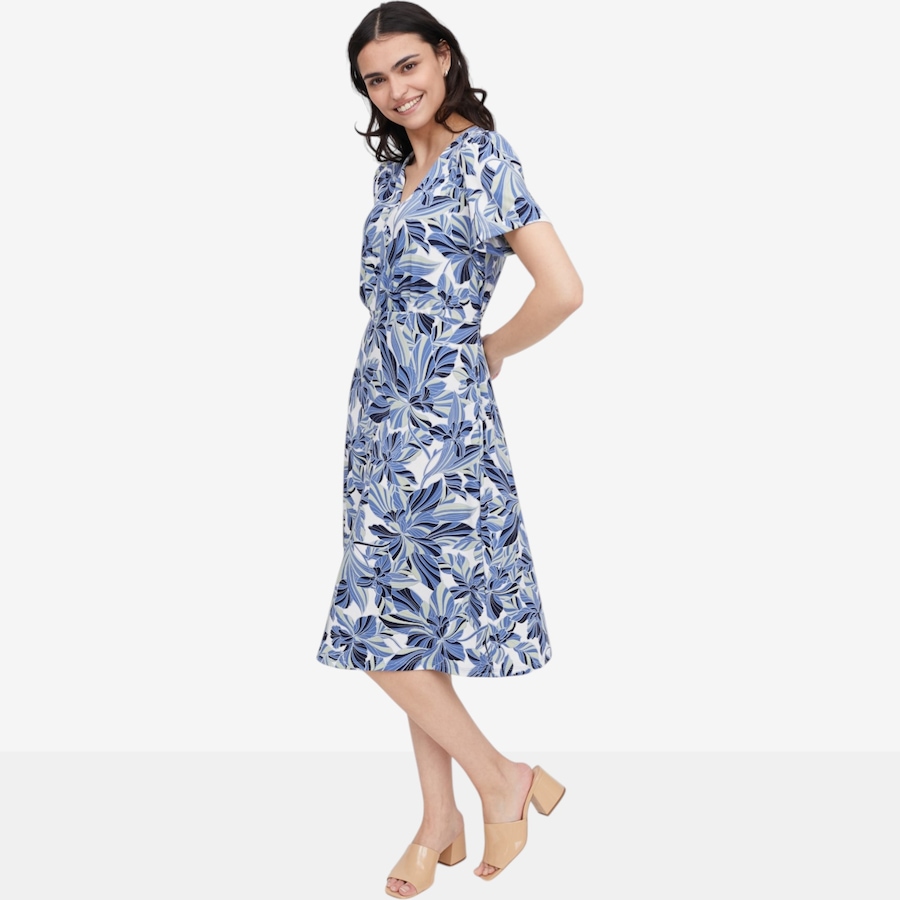 Image 119880_BLMU.jpg, Product 119-880 / Price $44.88, Kim & Co. Printed Brazil Knit Short Sleeve Dress from Kim & Co. on TSC.ca's Fashion department