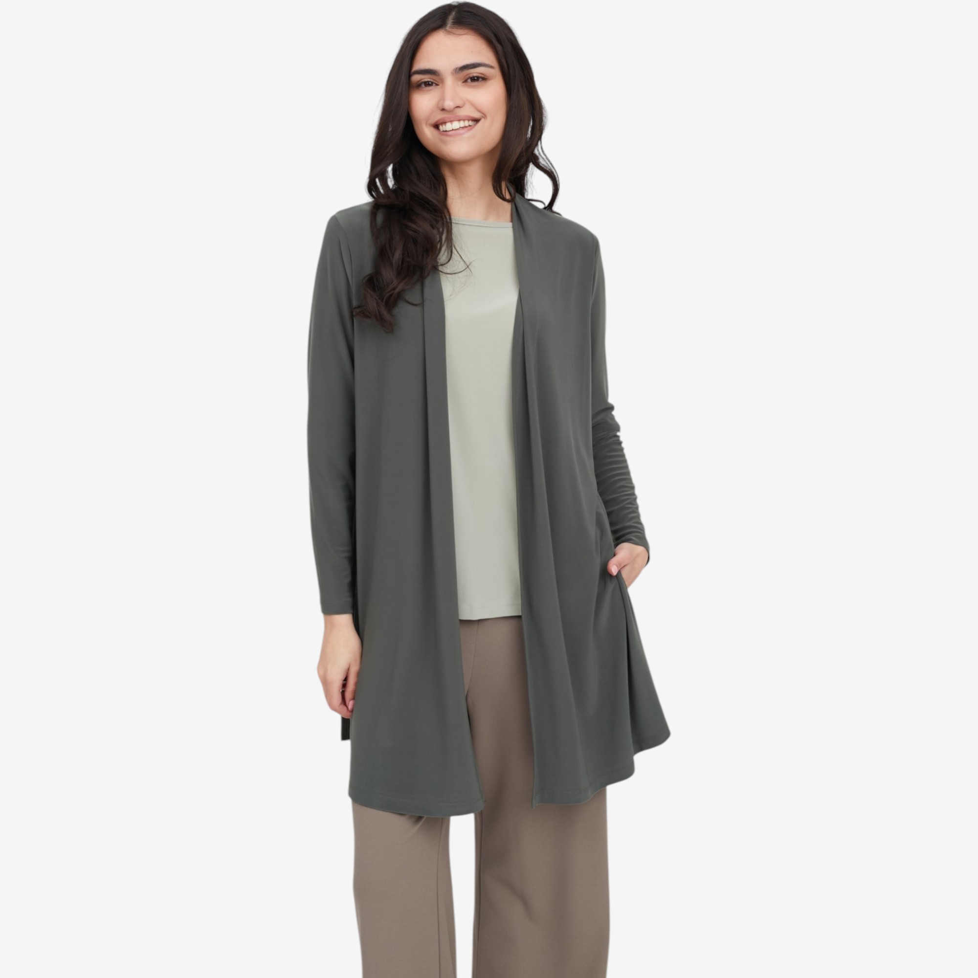 Kim & Co. Deluxe Brazil Knit Long Cardigan with Slits - TSC.ca