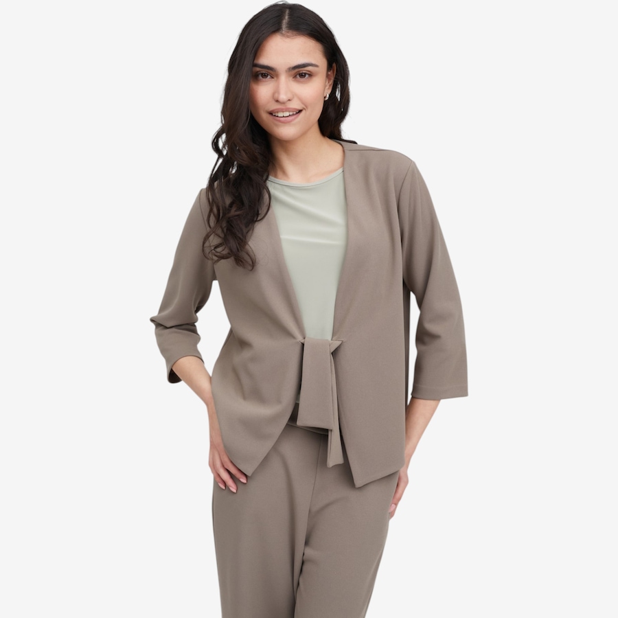 Image 119888_TPE.jpg, Product 119-888 / Price $29.88, Kim & Co. Ponte Crepe 3/4 Sleeve Tie Front Short Blazer from Kim & Co. on TSC.ca's Fashion department