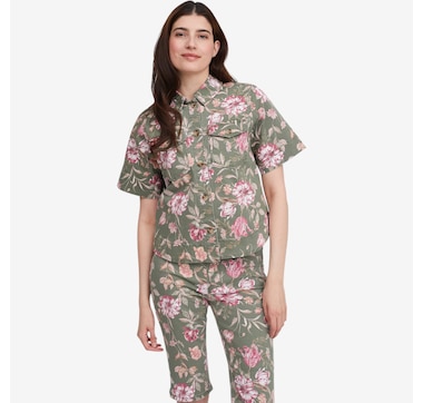 Diane Gilman Printed Stretch Denim Jacket