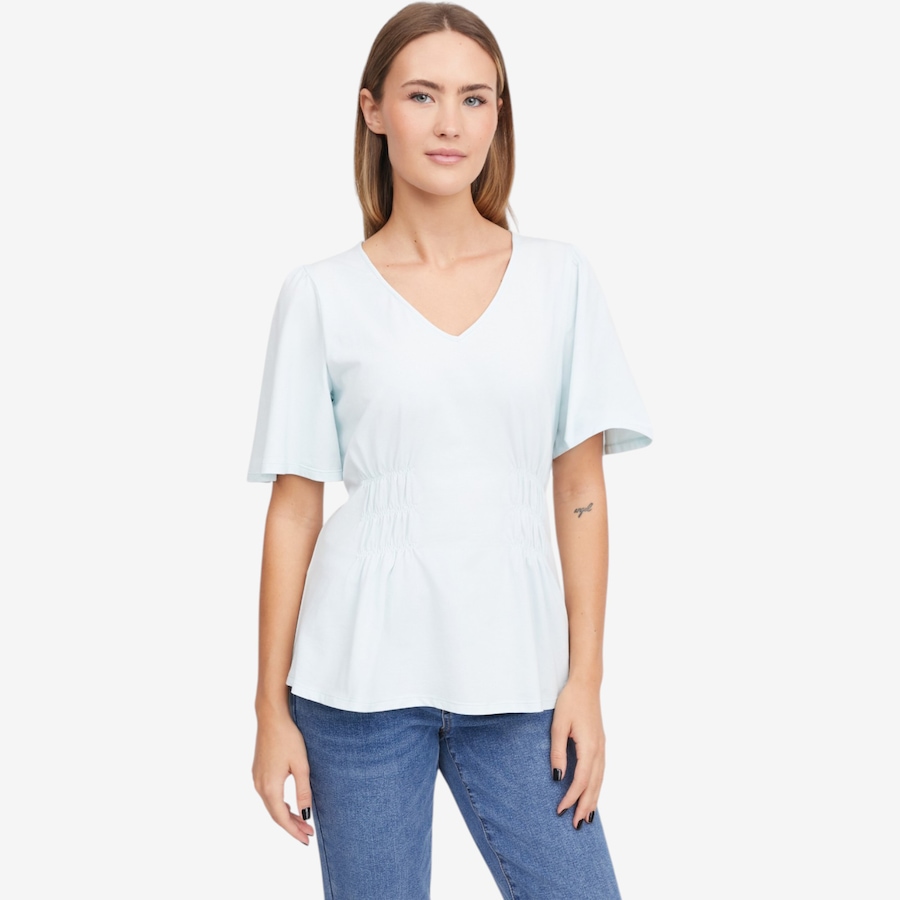 Image 119896_SKY.jpg, Product 119-896 / Price $49.88, Diane Gilman Shirred Flutter Sleeve Top from DG2 by Diane Gilman on TSC.ca's Fashion department