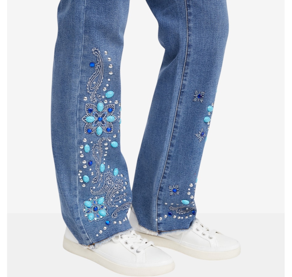 Image 119901_ALTMORE3.jpg, Product 119-901 / Price $114.99, Diane Gilman Western Embellished Fray Bootcut Jean from DG2 by Diane Gilman on TSC.ca's Fashion department