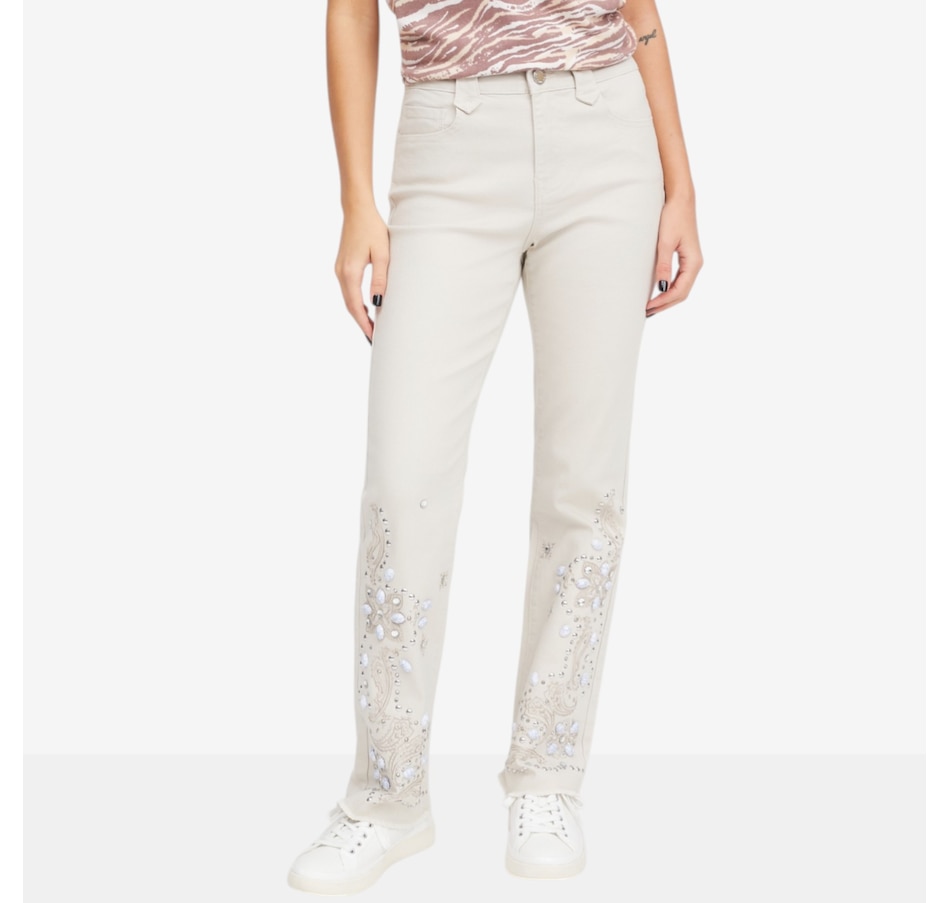 Image 119901_SAN.jpg, Product 119-901 / Price $114.99, Diane Gilman Western Embellished Fray Bootcut Jean from DG2 by Diane Gilman on TSC.ca's Fashion department
