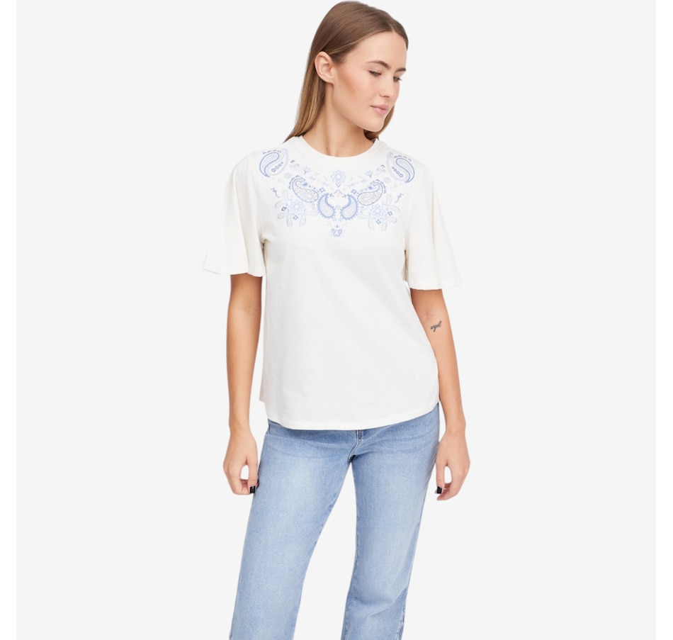 Image 119903_PO.jpg, Product 119-903 / Price $59.99, Diane Gilman Embellished Flutter Sleeve Tee from DG2 by Diane Gilman on TSC.ca's Fashion department