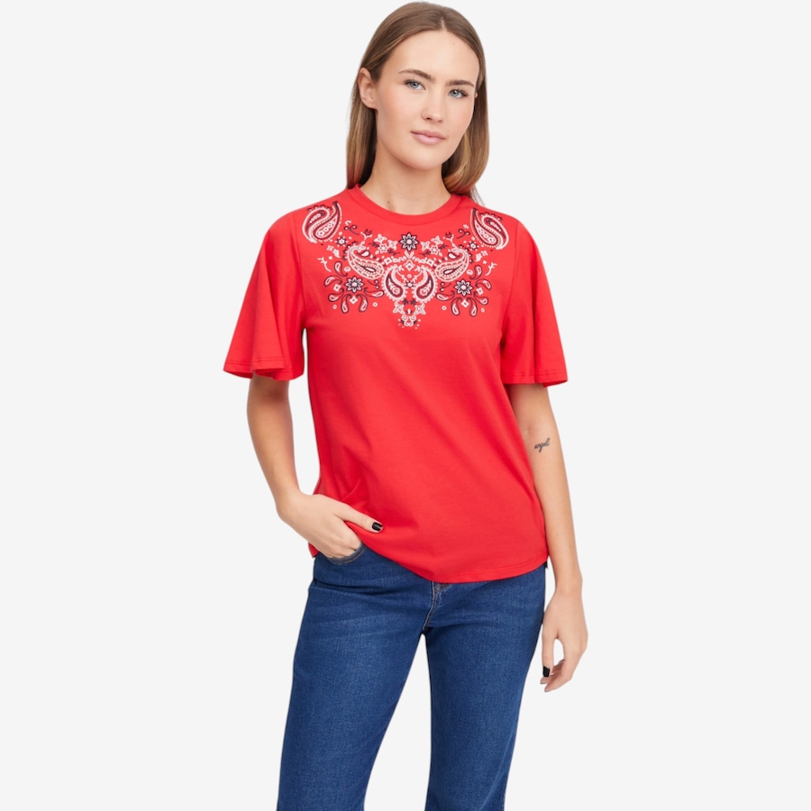 Image 119903_RED.jpg, Product 119-903 / Price $24.33, Diane Gilman Embellished Flutter Sleeve Tee from DG2 by Diane Gilman on TSC.ca's Fashion department