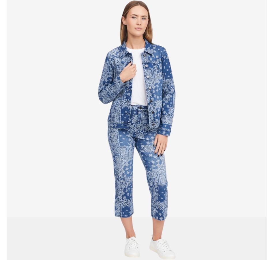 Image 119905_ALTMORE3.jpg, Product 119-905 / Price $99.99, Diane Gilman Scarf Printed Straight Crop Jean from DG2 by Diane Gilman on TSC.ca's Fashion department