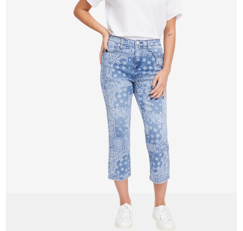 Image 119905_CHA.jpg, Product 119-905 / Price $99.99, Diane Gilman Scarf Printed Straight Crop Jean from DG2 by Diane Gilman on TSC.ca's Fashion department