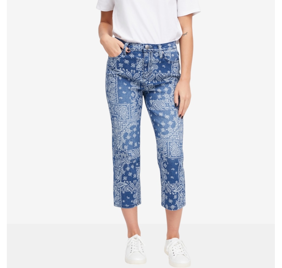 Image 119905_MDTNE.jpg, Product 119-905 / Price $99.99, Diane Gilman Scarf Printed Straight Crop Jean from DG2 by Diane Gilman on TSC.ca's Fashion department