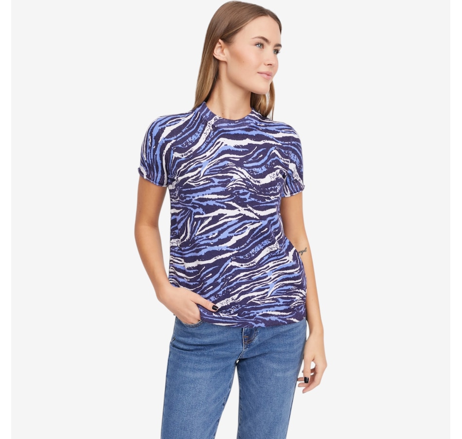 Image 119906_OWDZB.jpg, Product 119-906 / Price $89.99, Diane Gilman Printed Short Sleeve Sweater from DG2 by Diane Gilman on TSC.ca's Fashion department