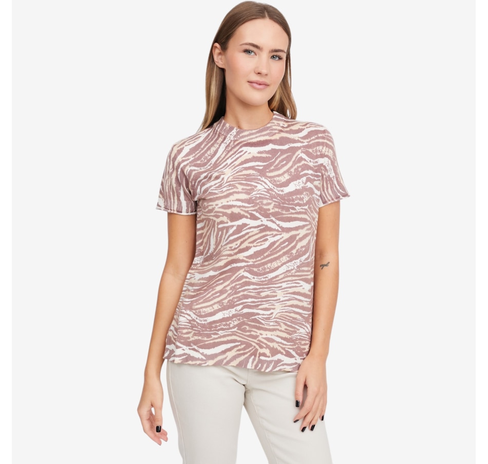 Image 119906_SWDZB.jpg, Product 119-906 / Price $89.99, Diane Gilman Printed Short Sleeve Sweater from DG2 by Diane Gilman on TSC.ca's Fashion department