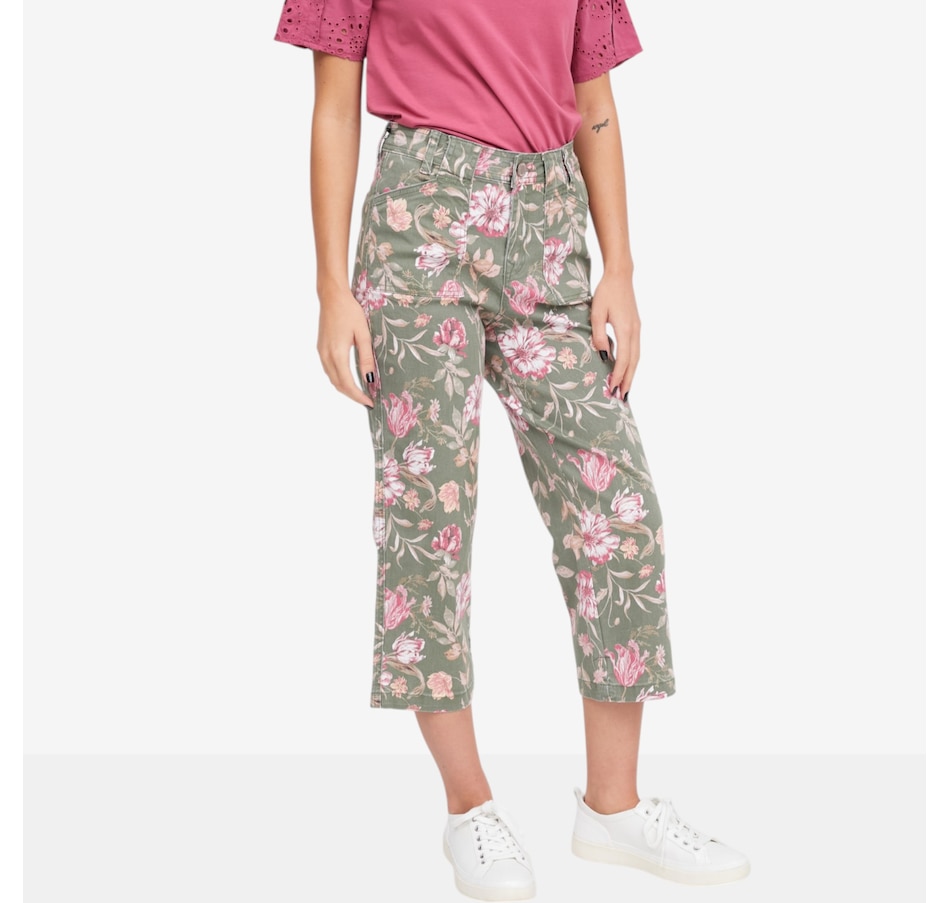 Image 119907_GRFR.jpg, Product 119-907 / Price $84.99, Diane Gilman Printed Utility Relaxed Crop Pant from DG2 by Diane Gilman on TSC.ca's Fashion department