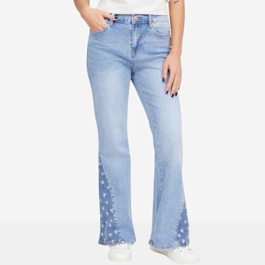 Image 119908_CHA.jpg, Product 119-908 / Price $54.88, Diane Gilman Printed Star Panel Flare Jean from DG2 by Diane Gilman on TSC.ca's Fashion department