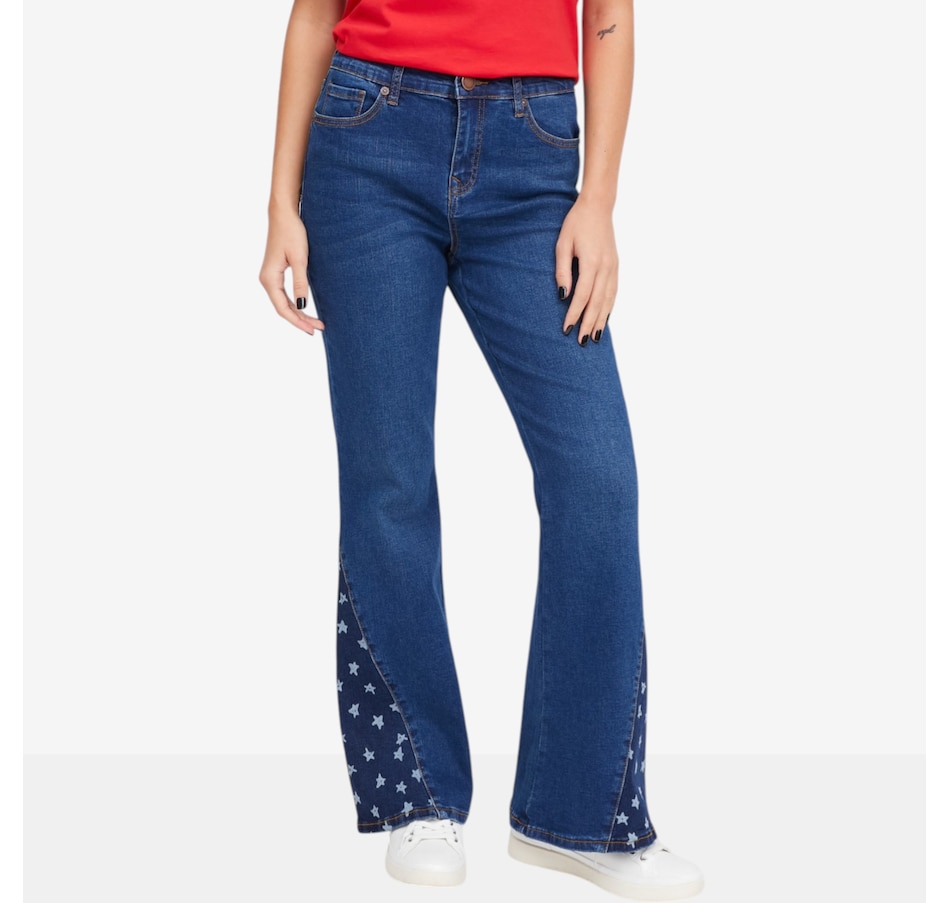 Image 119908_ID.jpg, Product 119-908 / Price $89.99, Diane Gilman Printed Star Panel Flare Jean from DG2 by Diane Gilman on TSC.ca's Fashion department
