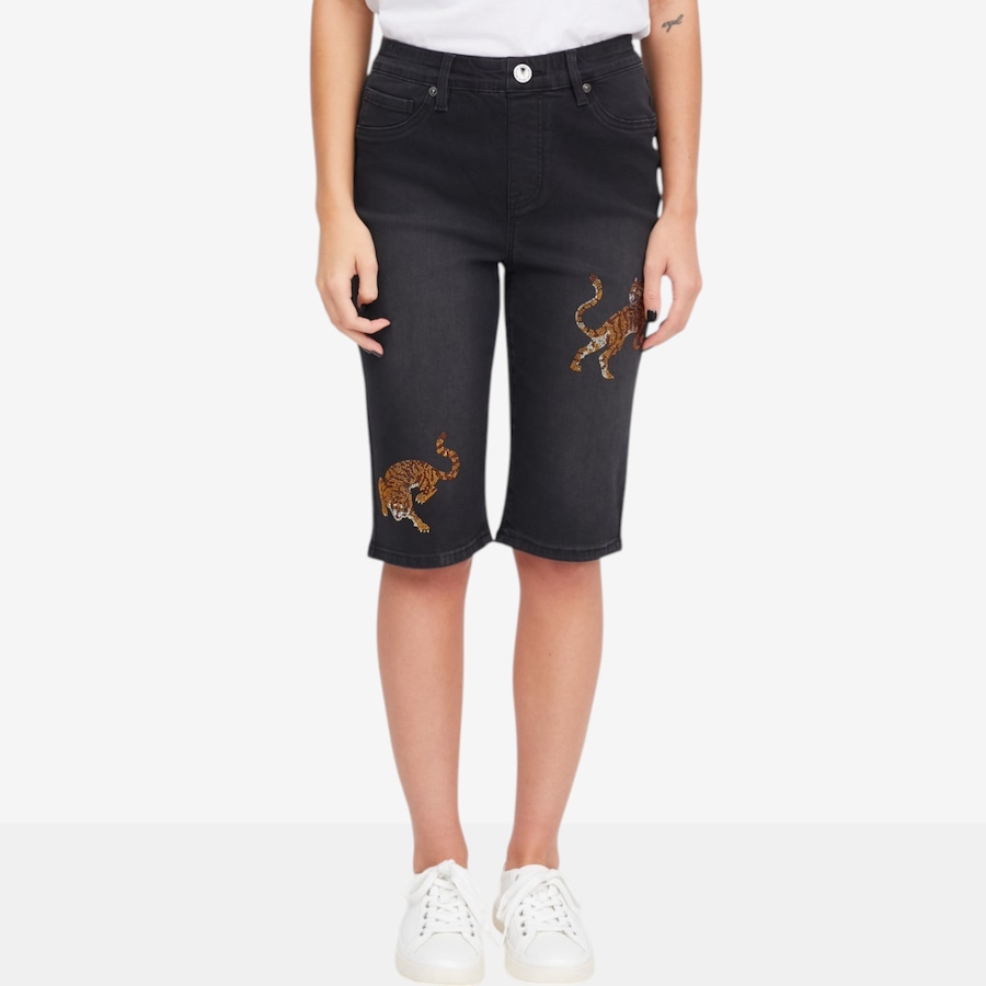 Image 119909_BLK.jpg, Product 119-909 / Price $49.88, Diane Gilman Crystal Embellished Pull-On Bermuda Short from DG2 by Diane Gilman on TSC.ca's Fashion department