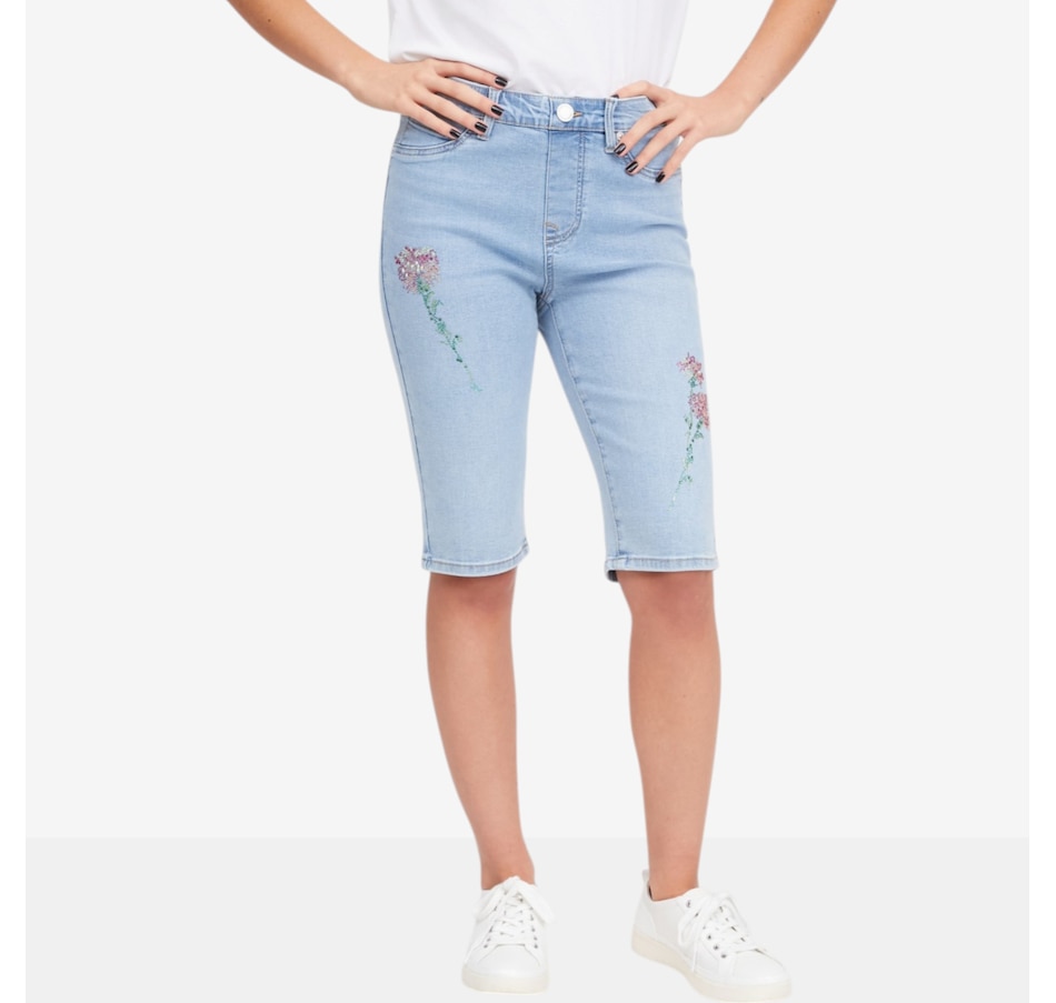 Image 119909_CHA.jpg, Product 119-909 / Price $79.99, Diane Gilman Crystal Embellished Pull-On Bermuda Short from DG2 by Diane Gilman on TSC.ca's Fashion department