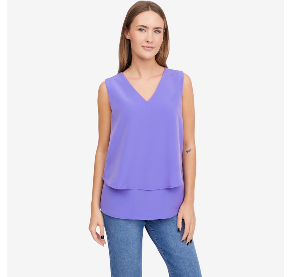 Image 119912_PUR.jpg, Product 119-912 / Price $59.99, Diane Gilman V-Neck Easy Tank from DG2 by Diane Gilman on TSC.ca's Fashion department