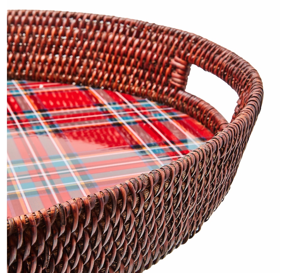 Image 119919_ALTMORE1.jpg, Product 119-919 / Price $189.88, MacKenzie-Childs Tartan Red Rattan Party Serving Tray from MacKenzie Childs on TSC.ca's Kitchen department