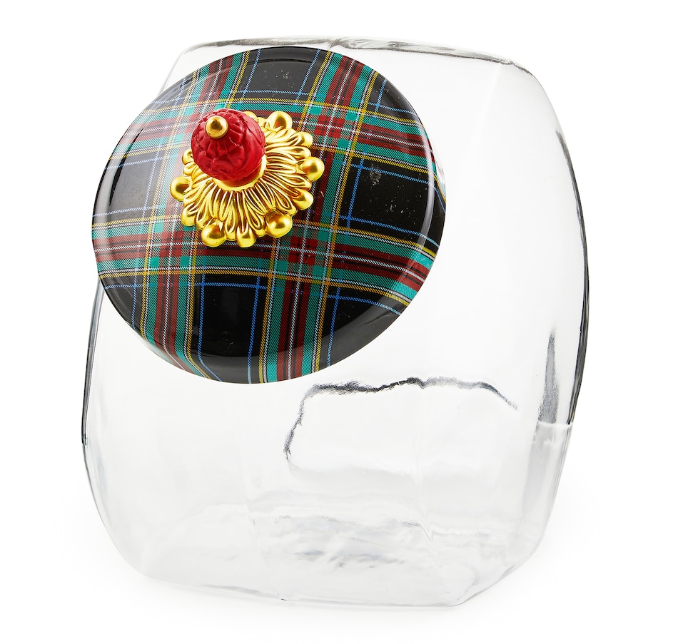Image 119932_BLK.jpg, Product 119-932 / Price $79.88, MacKenzie-Childs Cookie Jar with Tartan Lid from MacKenzie Childs on TSC.ca's Kitchen department