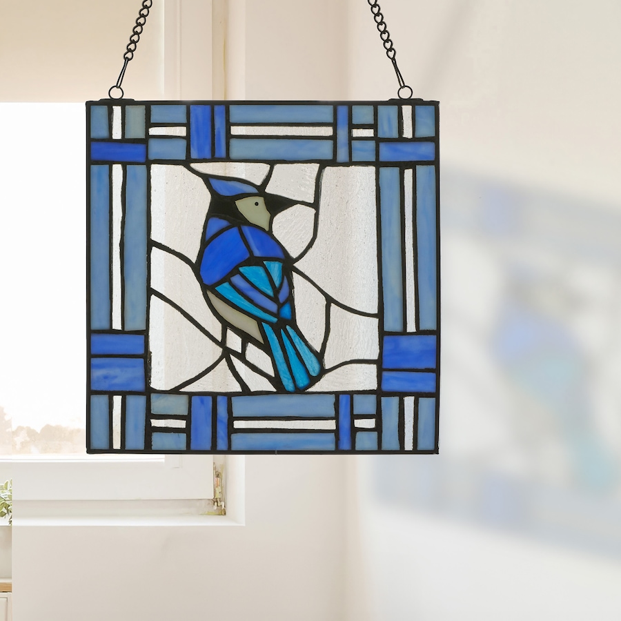Image 119972_ALTMORE1.jpg, Product 119-972 / Price $62.88, Tiffany Style Lighting 11" John Blue Jay Stained Glass Window Panel from Tiffany Style Lighting on TSC.ca's Home & Garden department