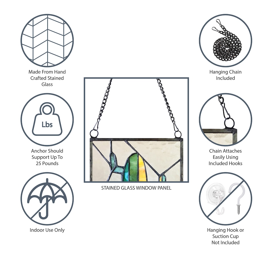 Image 119972_ALTMORE10.jpg, Product 119-972 / Price $99.99, Tiffany Style Lighting 11" John Blue Jay Stained Glass Window Panel from Tiffany Style Lighting on TSC.ca's Home & Garden department