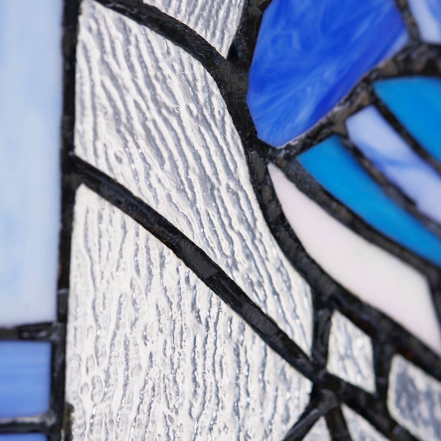 Image 119972_ALTMORE5.jpg, Product 119-972 / Price $62.88, Tiffany Style Lighting 11" John Blue Jay Stained Glass Window Panel from Tiffany Style Lighting on TSC.ca's Home & Garden department
