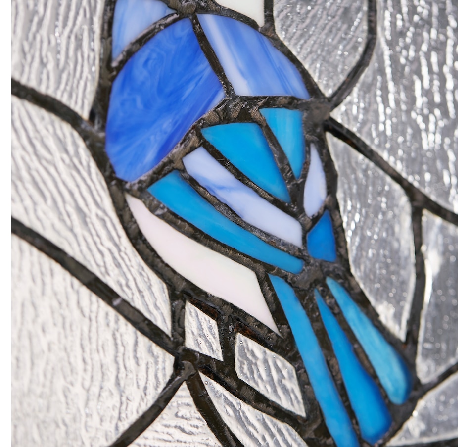 Image 119972_ALTMORE8.jpg, Product 119-972 / Price $99.99, Tiffany Style Lighting 11" John Blue Jay Stained Glass Window Panel from Tiffany Style Lighting on TSC.ca's Home & Garden department