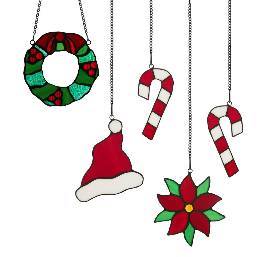 Image 119974.jpg, Product 119-974 / Price $39.88, Tiffany Style Lighting Glass Holiday Suncatchers (set of 5) from Tiffany Style Lighting on TSC.ca's Home & Garden department