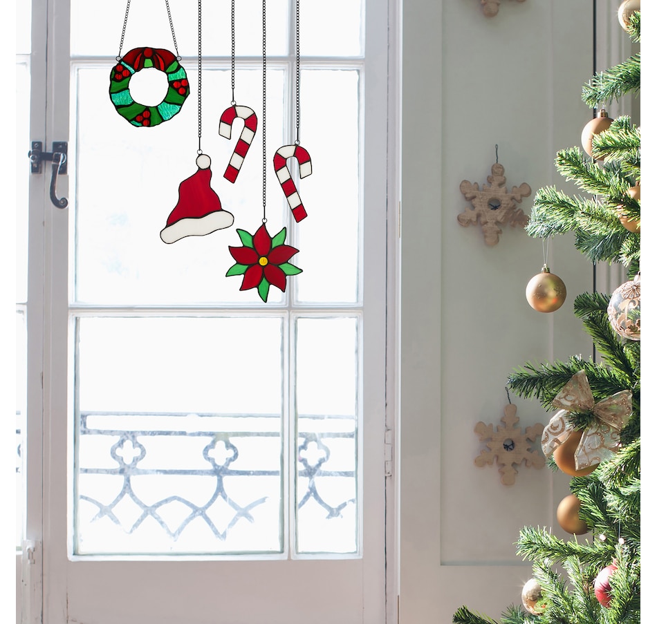 Image 119974_ALTMORE10.jpg, Product 119-974 / Price $39.88, Tiffany Style Lighting Glass Holiday Suncatchers (set of 5) from Tiffany Style Lighting on TSC.ca's Home & Garden department