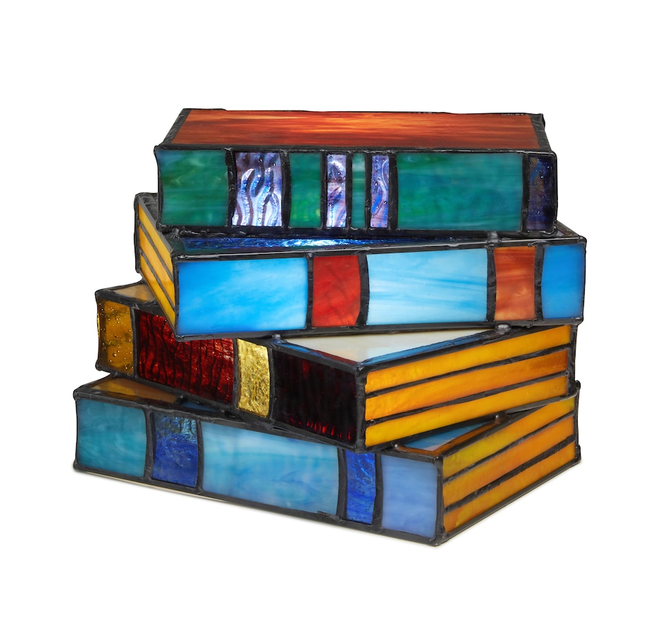 Image 119975.jpg, Product 119-975 / Price $169.99, Tiffany Style 5.75"H Multi-Coloured Book Stack Stained Glass Accent Lamp from Tiffany Style Lighting on TSC.ca's Home & Garden department