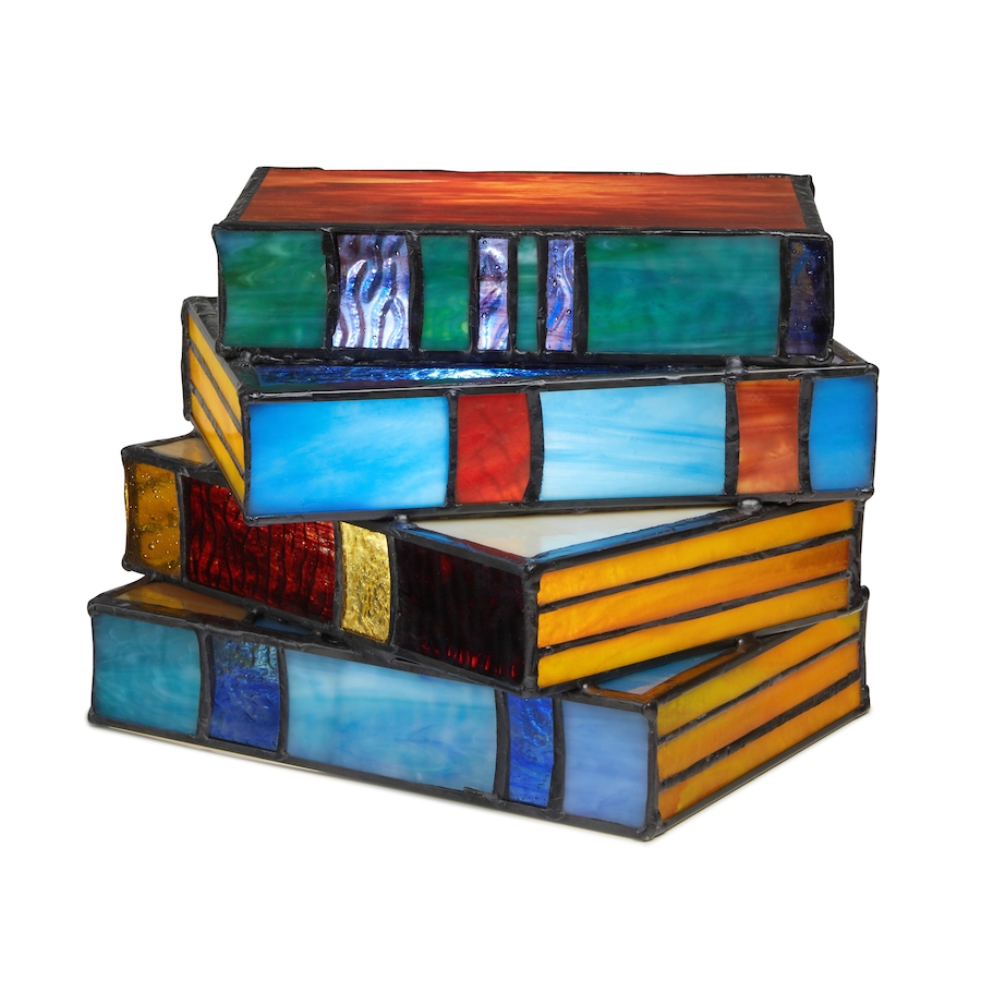 Image 119975.jpg, Product 119-975 / Price $169.99, Tiffany Style 5.75"H Multi-Coloured Book Stack Stained Glass Accent Lamp from Tiffany Style Lighting  on TSC.ca's Home & Garden department