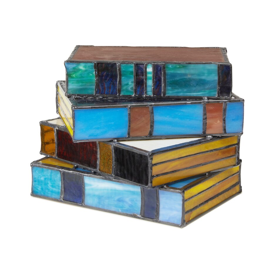 Image 119975_ALTMORE1.jpg, Product 119-975 / Price $169.99, Tiffany Style 5.75"H Multi-Coloured Book Stack Stained Glass Accent Lamp from Tiffany Style Lighting on TSC.ca's Home & Garden department