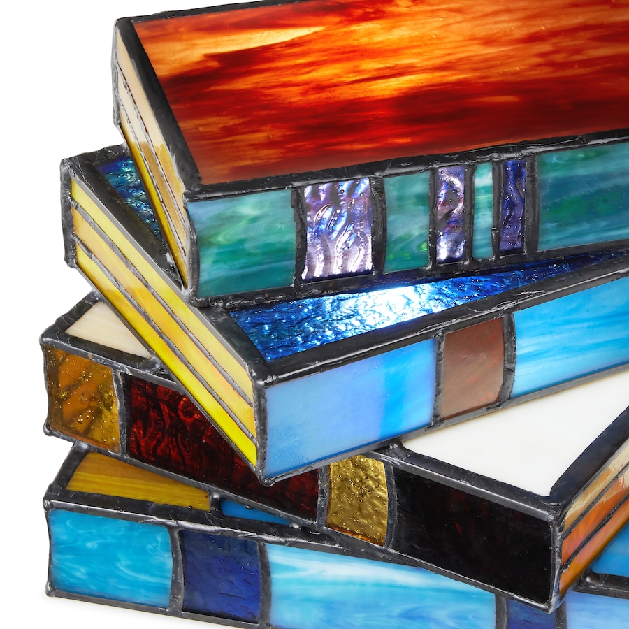 Image 119975_ALTMORE2.jpg, Product 119-975 / Price $169.99, Tiffany Style 5.75"H Multi-Coloured Book Stack Stained Glass Accent Lamp from Tiffany Style Lighting  on TSC.ca's Home & Garden department