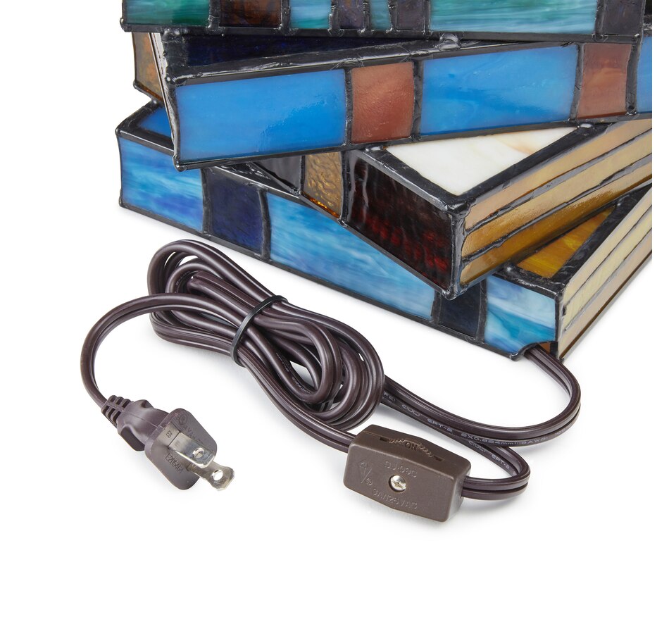 Image 119975_ALTMORE4.jpg, Product 119-975 / Price $169.99, Tiffany Style 5.75"H Multi-Coloured Book Stack Stained Glass Accent Lamp from Tiffany Style Lighting on TSC.ca's Home & Garden department