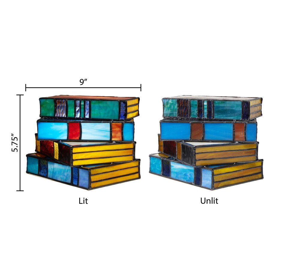 Image 119975_ALTMORE5.jpg, Product 119-975 / Price $169.99, Tiffany Style 5.75"H Multi-Coloured Book Stack Stained Glass Accent Lamp from Tiffany Style Lighting on TSC.ca's Home & Garden department