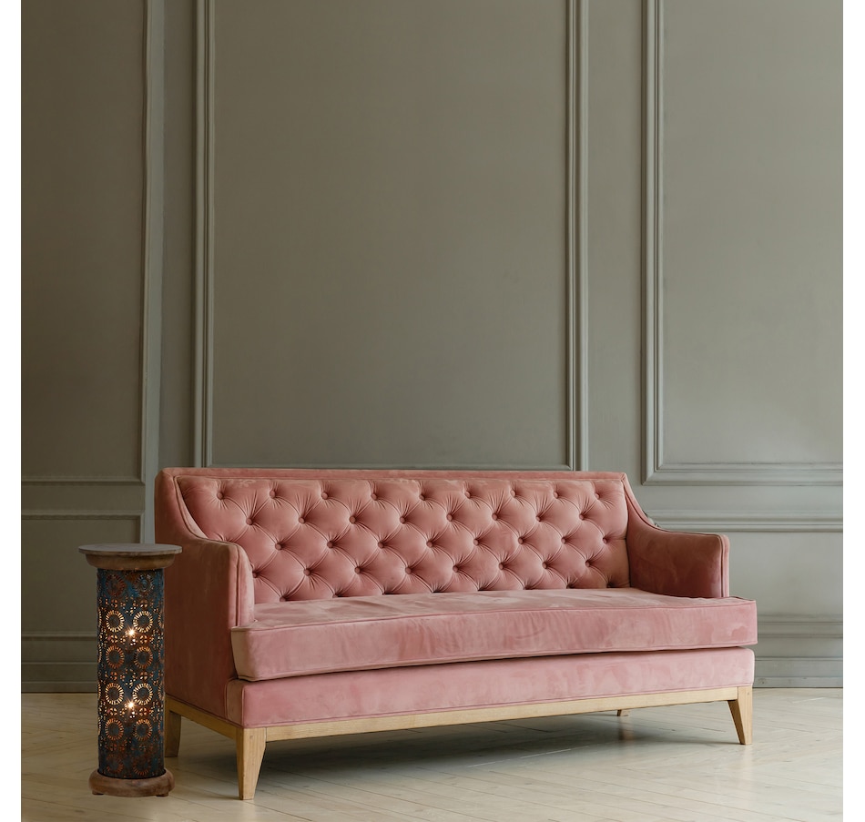 Image 119978_ALTMORE7.jpg, Product 119-978 / Price $189.99, Tiffany Style 23"H Remi Punched Metal and Mango Wood Pedestal Floor Lamp from Tiffany Style Lighting on TSC.ca's Home & Garden department