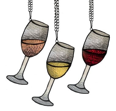 Tiffany Style 8.75" Wine Trio Glass Window Panel Set