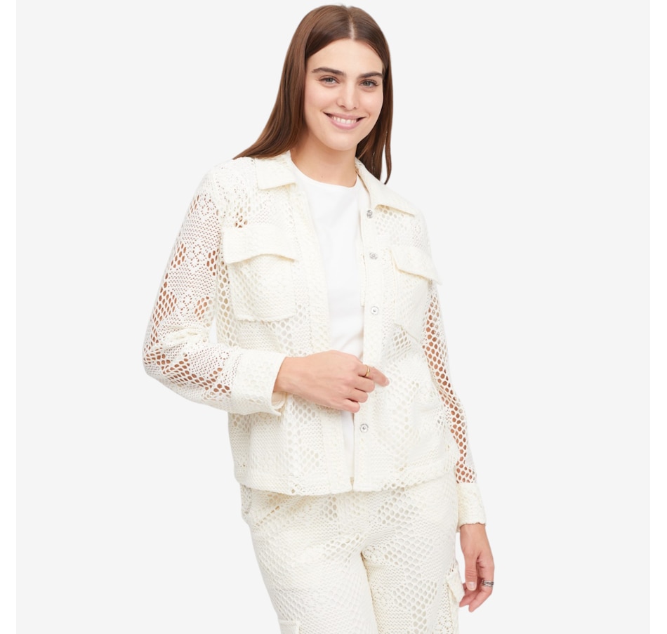 Image 120087_CRM.jpg, Product 120-087 / Price $139.99, Jhoan Sebastian Grey Summer Crochet Jacket from Jhoan Sebastian Grey on TSC.ca's Fashion department
