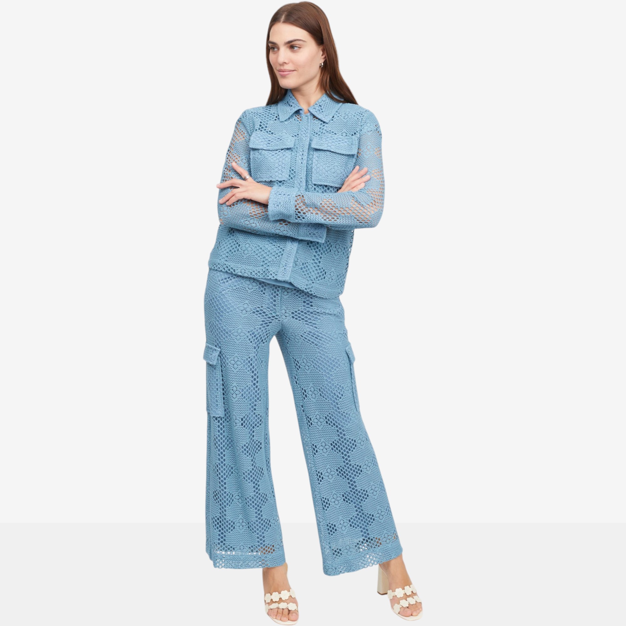 Jhoan Sebastian Grey Summer Crochet Cargo Pant - TSC.ca