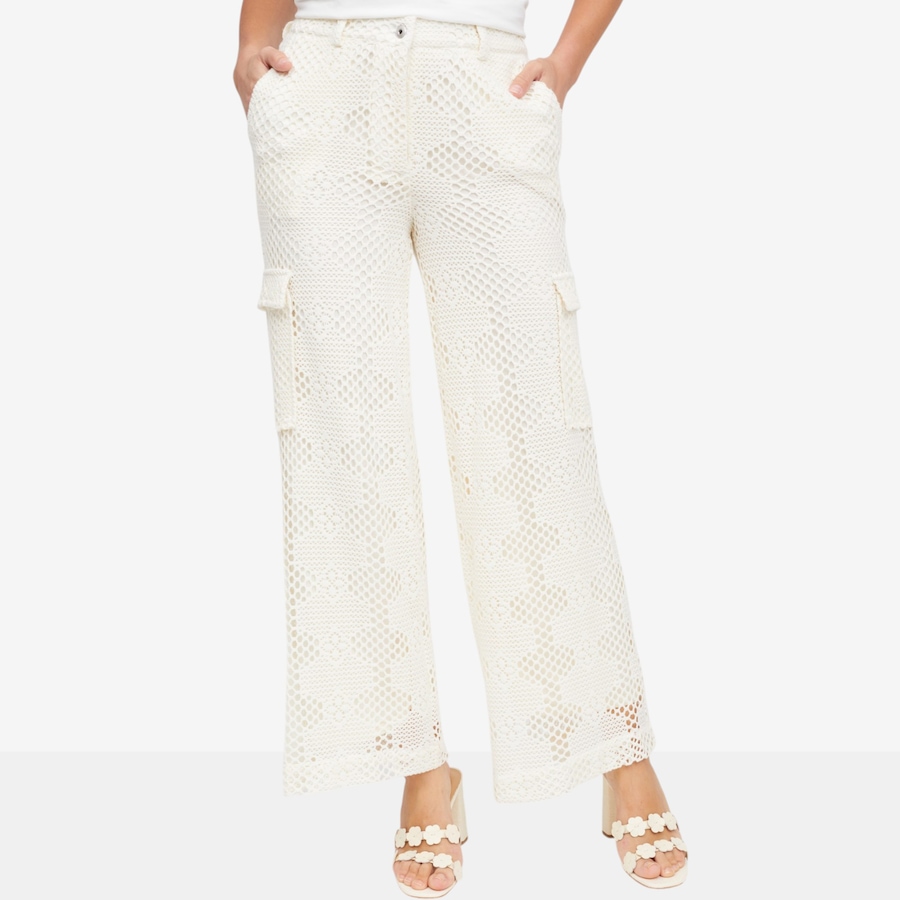Image 120088_CRM.jpg, Product 120-088 / Price $49.88, Jhoan Sebastian Grey Summer Crochet Cargo Pant from Jhoan Sebastian Grey on TSC.ca's Fashion department