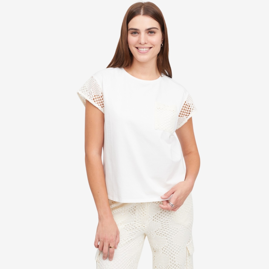 Image 120089_CRM.jpg, Product 120-089 / Price $89.99, Jhoan Sebastian Grey Crochet Detail Tee from Jhoan Sebastian Grey on TSC.ca's Fashion department