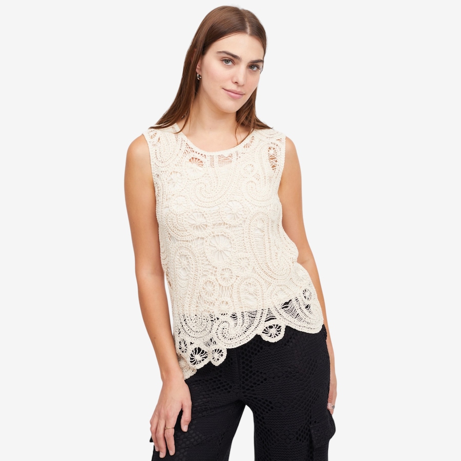 Image 120092_OAT.jpg, Product 120-092 / Price $59.88, Jhoan Sebastian Grey Sleeveless Crochet Top from Jhoan Sebastian Grey on TSC.ca's Fashion department
