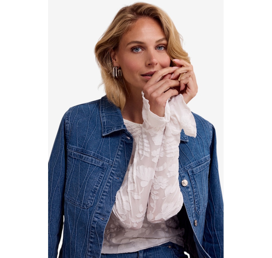 Image 120433_ALTMORE4.jpg, Product 120-433 / Price $144.00, Tramontana Pintuck Pattern Denim Jacket from Tramontana on TSC.ca's Fashion department