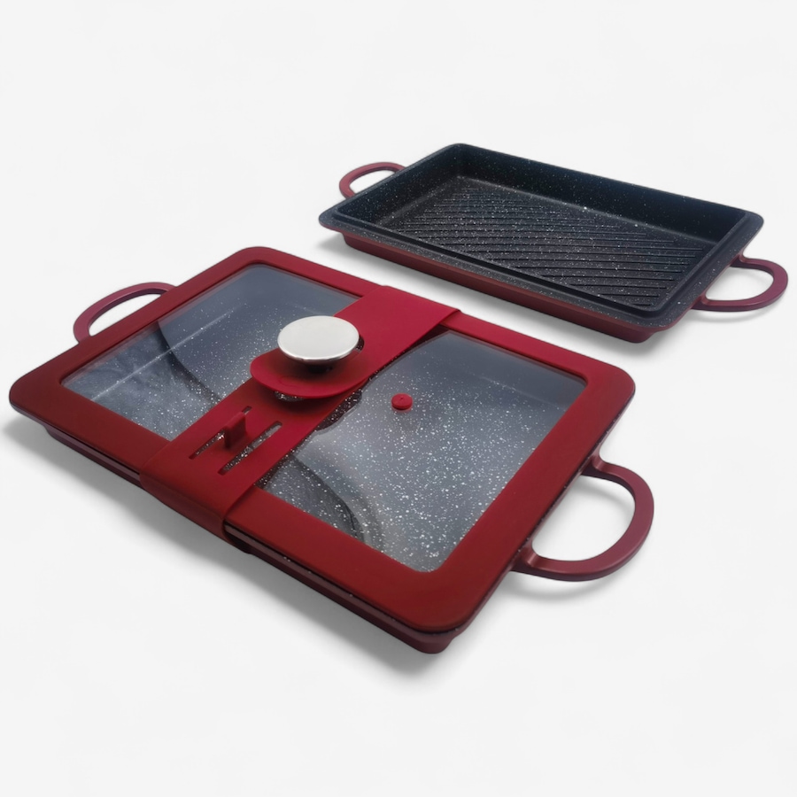 Image 120507_RED.jpg, Product 120-507 / Price $89.99, Curtis Stone 9" x 13" Baker Griddle and Grill Set from Curtis Stone on TSC.ca's Kitchen department