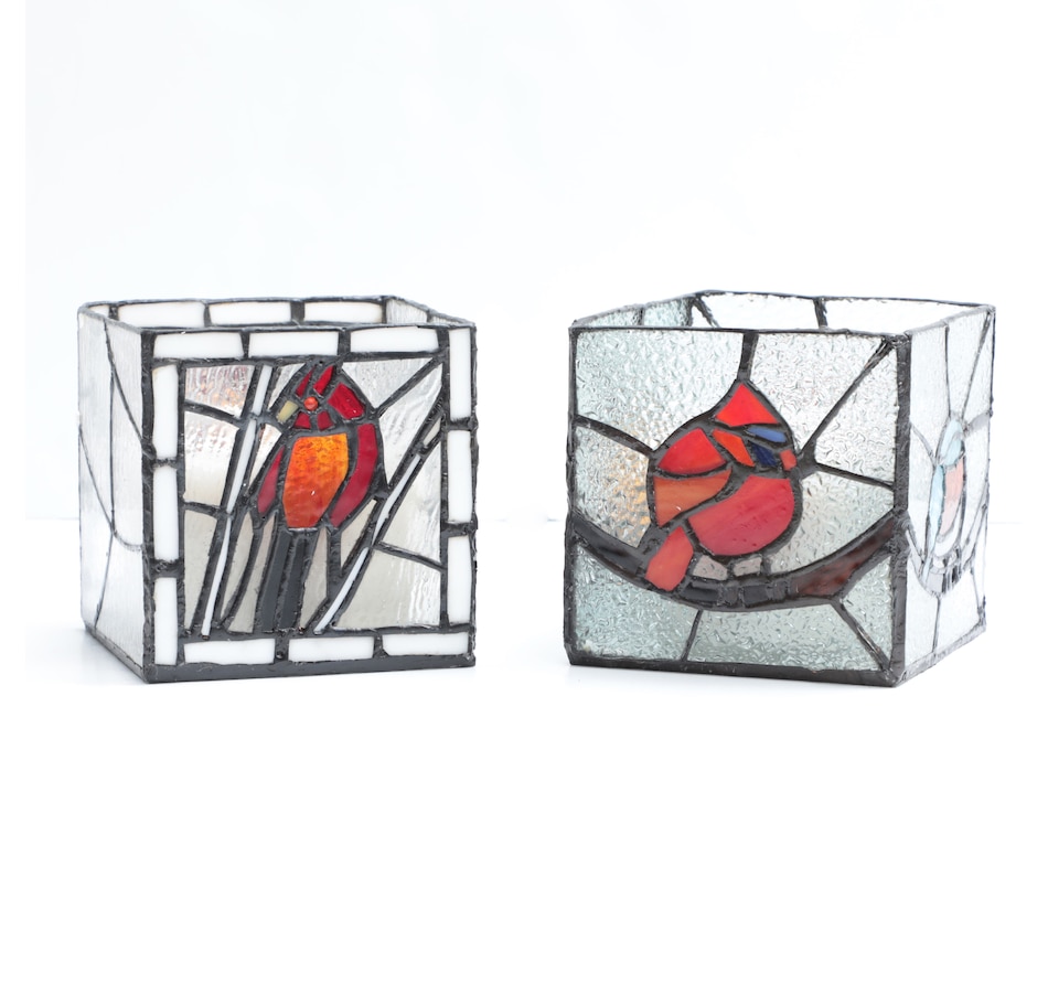 Image 120533.jpg, Product 120-533 / Price $139.99, Tiffany Style Lighting Stained Glass Bird Candleholders with Scented Candles (set of 2) from Tiffany Style Lighting on TSC.ca's Home & Garden department