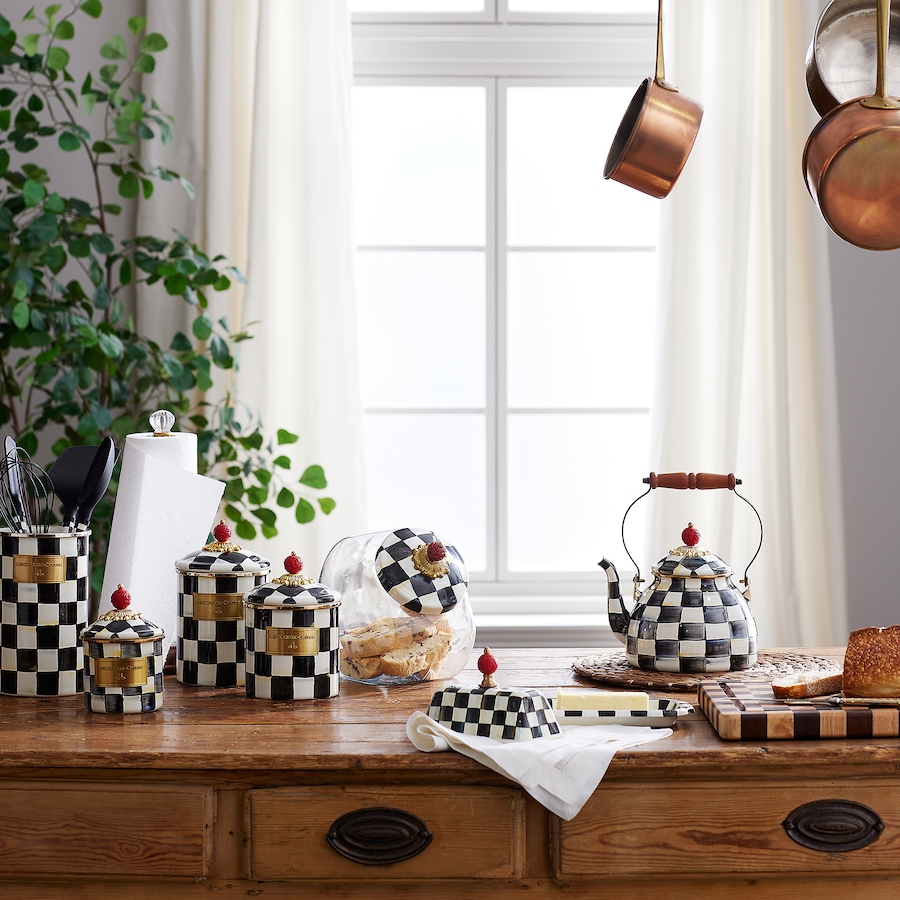 Image 120589_ALTMORE3.jpg, Product 120-589 / Price $470.00, MacKenzie-Childs Hand Decorated Enamel Canisters (set of 3) from MacKenzie Childs on TSC.ca's Kitchen department