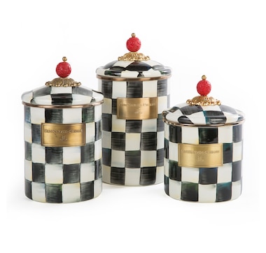 MacKenzie-Childs Hand Decorated Enamel Canisters (set of 3)