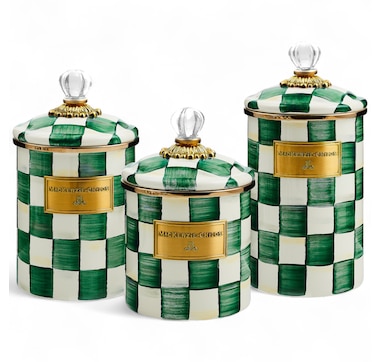 MacKenzie-Childs Hand Decorated Enamel Canisters (set of 3)